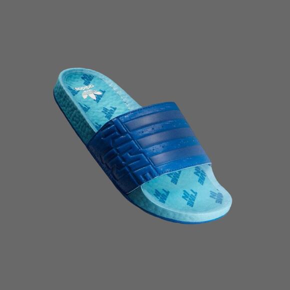 Ninja x Adilette Boost Slide adidas 'Time In Blue Signal Cyan' Size 9 NWT GZ3757 - Picture 2 of 10